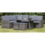Baskarp utembelgruppe hjrnesofa med bord - Mrkegr kunstrotting