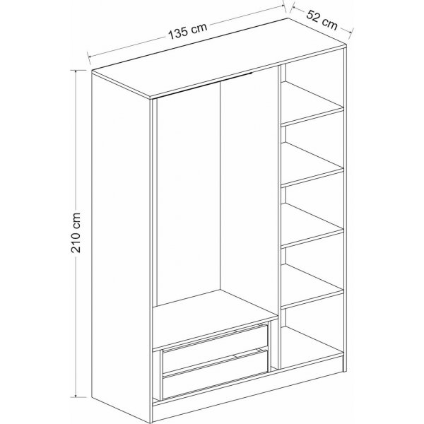 Cikani garderobeskap 135x52x210 cm - Hvit Cikani garderobeskap 135x52x210 cm - Hvit