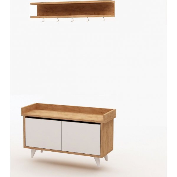 Arasso gangmøbel - Eik/hvit Arasso gangmøbel - Eik/hvit