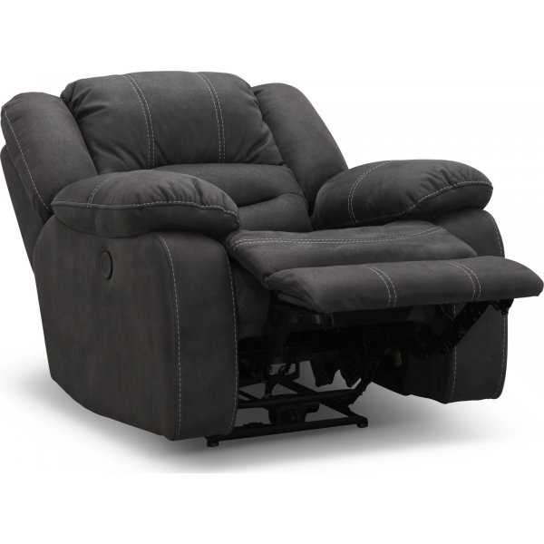 Cinema elektrisk reclinerstol med justerbar nakkesttte - Gr + Tekstilrens for mbler