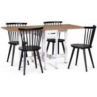 Fårö spisegruppe; klaffbord med 4 svarte Castor pinnestoler Fårö spisegruppe; klaffbord med 4 svarte Castor pinnestoler