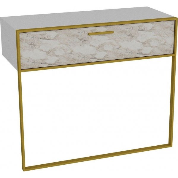 Polka sidebord - Gull/hvit