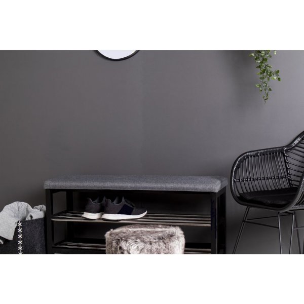 Padova benk med hylle - Gr/svart
