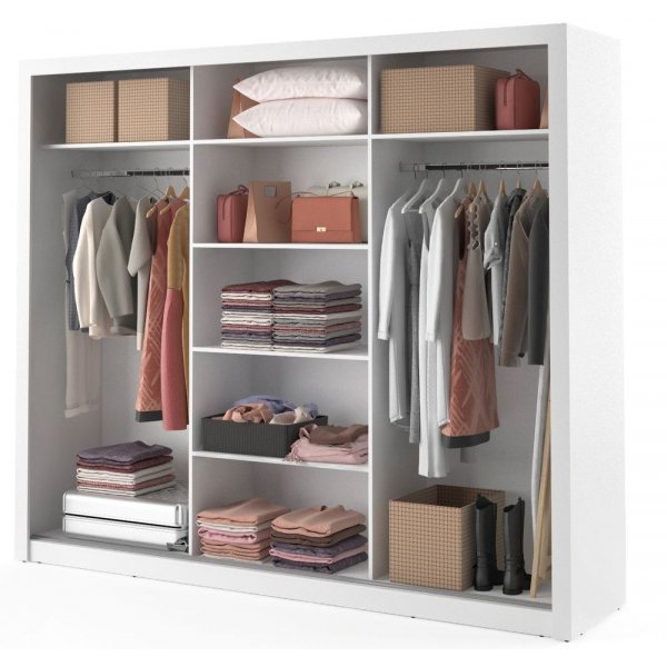 Mervyn garderobe med speil - Hvit Mervyn garderobe med speil - Hvit