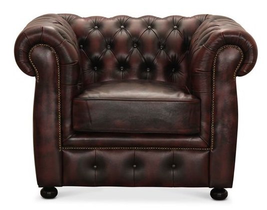 Dublin chesterfield lenestol - Oxblod skinn + Flekkfjerner for mbler