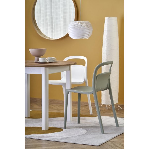 Rundt uttrekkbart spisebord eik/hvit 102-142 cm - Berivan