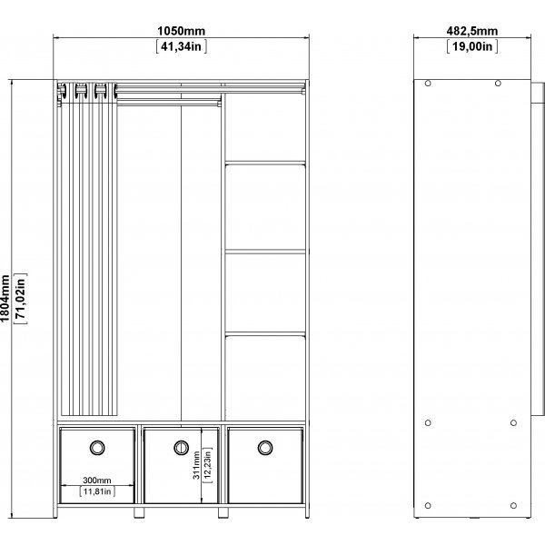 Lola garderobe - Eik/beige/gr�