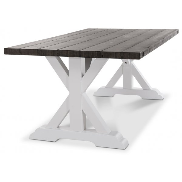Provence spisebord 230 cm - Hvit / Brun