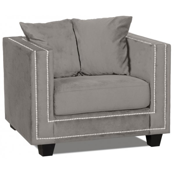 Temple Double Deco lenestol - Gr� beige / s�lv nagler