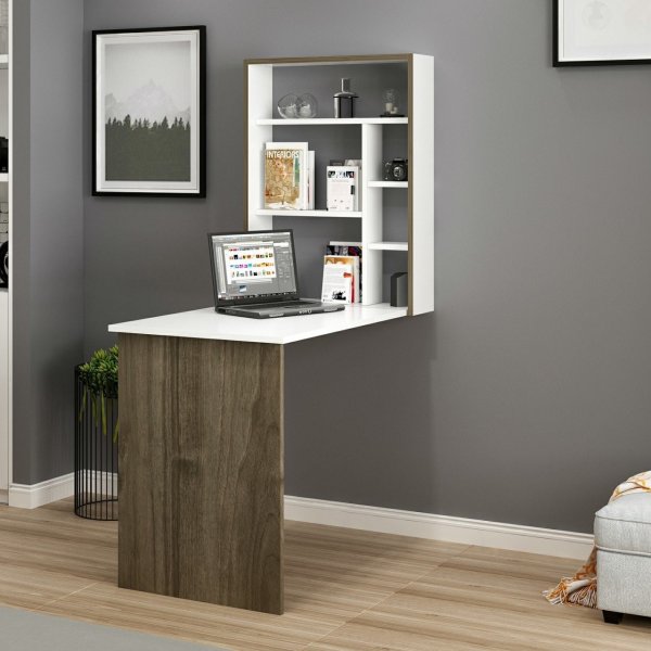 Magicbox skrivebord 77 x 58 cm - Hvit/eik