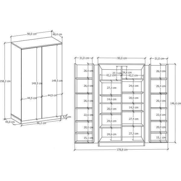 Paose garderobe - Eik Paose garderobe - Eik