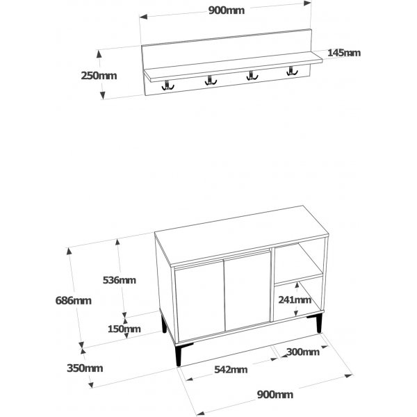 Aristo hallmøbler - Filt/antrasitt Aristo hallmøbler - Filt/antrasitt