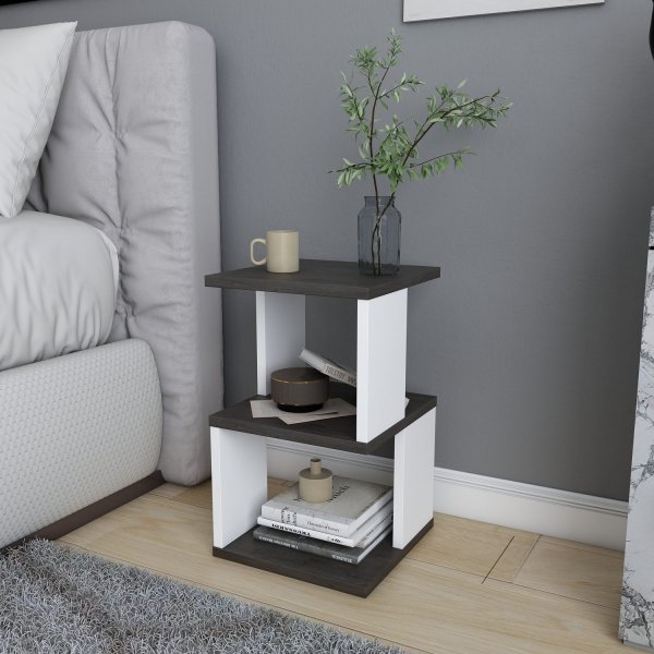 Carter nattbord - Mrk eik/hvit