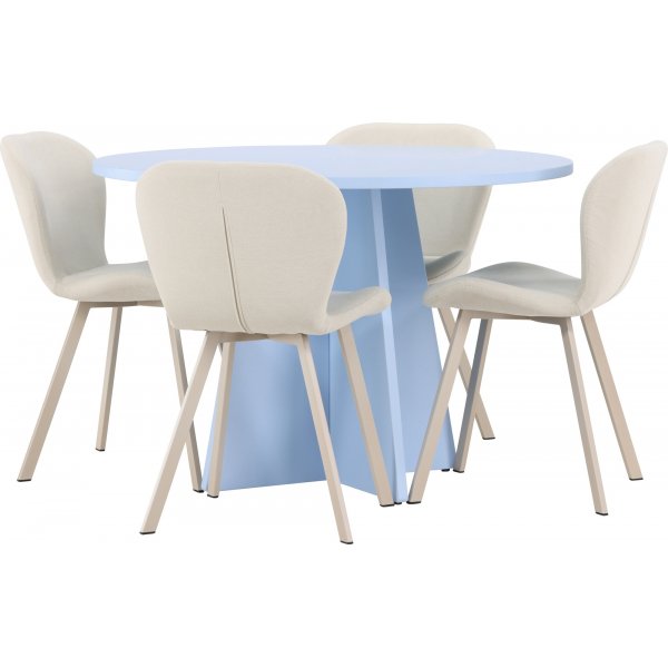 Bootcut Spisebord med Lilja Stoler - Beige/Blå Bootcut Spisebord med Lilja Stoler - Beige/Blå