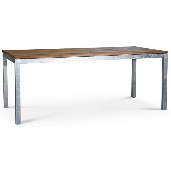 Alva spisegruppe 190x90 cm inkl. 4 stk. stoler – Teak/galvanisert metall Alva spisegruppe 190x90 cm inkl. 4 stk. stoler – Teak/galvanisert metall