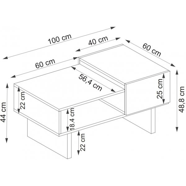 Frank salongbord 100 x 60 cm - Beige/antrasitt Frank salongbord 100 x 60 cm - Beige/antrasitt