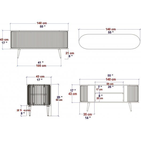 Stormy mediabenk - Eik/hvit Stormy mediabenk - Eik/hvit