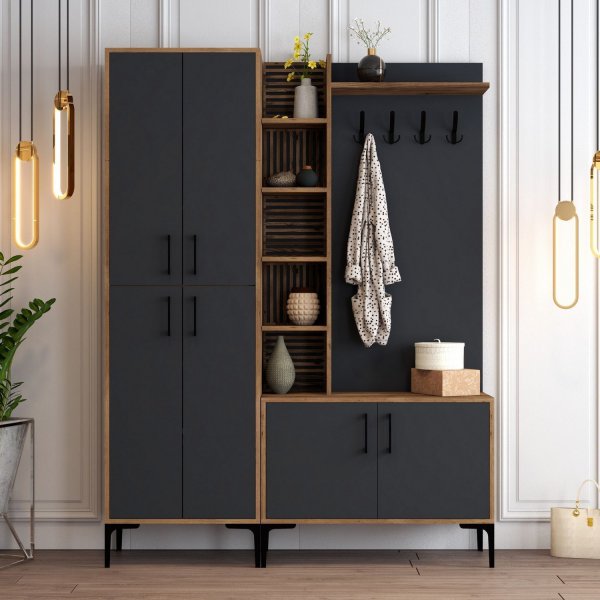 Viyana gangmøbel, 150 cm - Valnøtt/antrasitt Viyana gangmøbel, 150 cm - Valnøtt/antrasitt