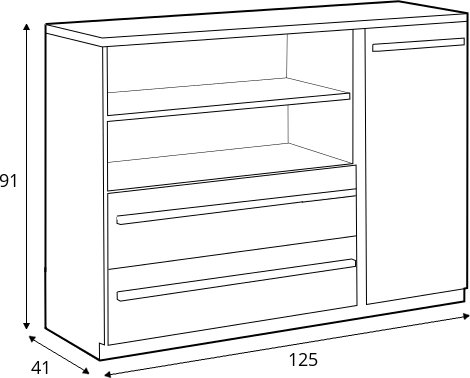 Plano kommode 125 cm - Nash eik/hvit/grå Plano kommode 125 cm - Nash eik/hvit/grå
