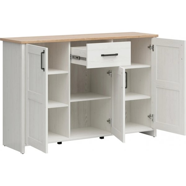 Loksa skjenk 148 cm - Hvit furu/eik Loksa skjenk 148 cm - Hvit furu/eik