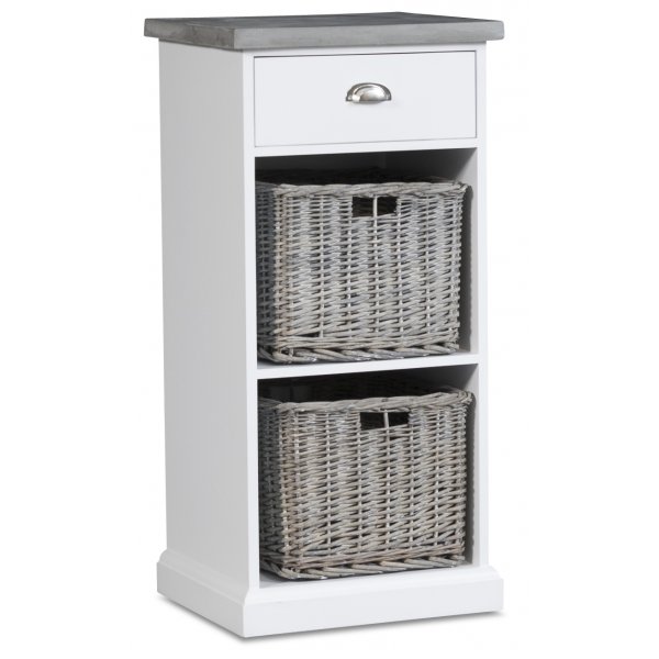 Kommode Hugo med 1 skuff og hylle - Hvit/betong Kommode Hugo med 1 skuff og hylle - Hvit/betong