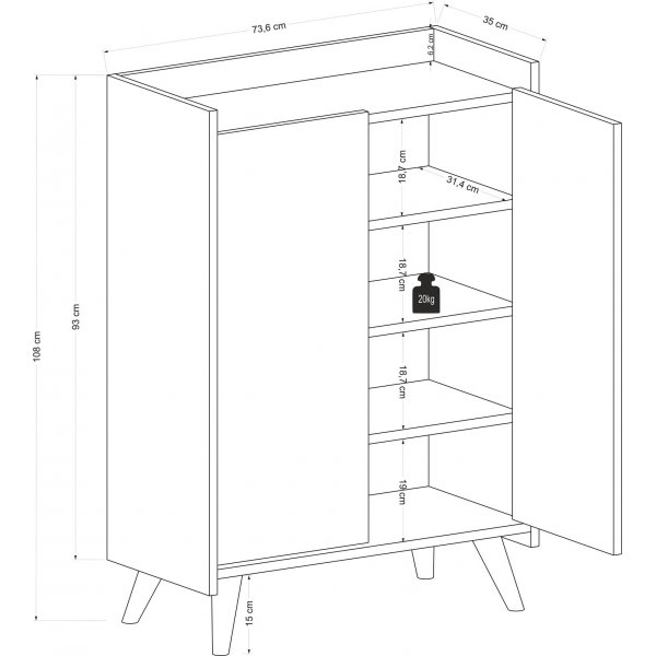 Ruby skoskap - Antrasitt/eik Ruby skoskap - Antrasitt/eik