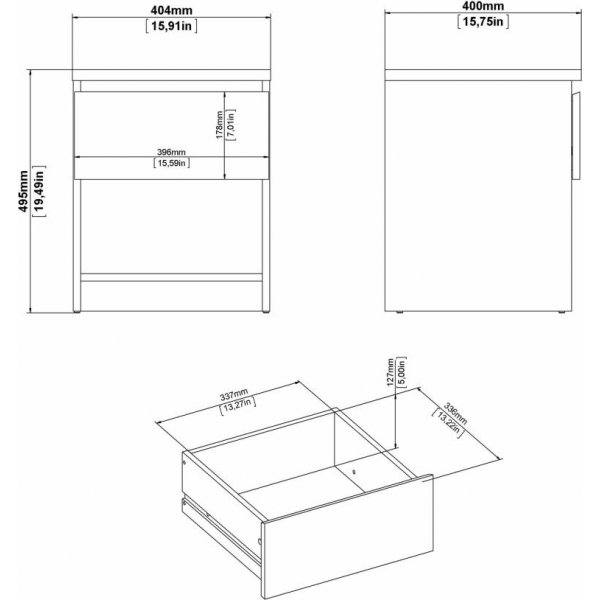 Naia nattbord 1 - Betong/hvit