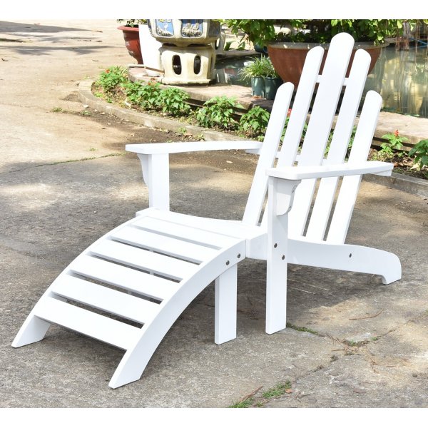 Newport solstol med fotskammel - hvit Newport solstol med fotskammel - hvit