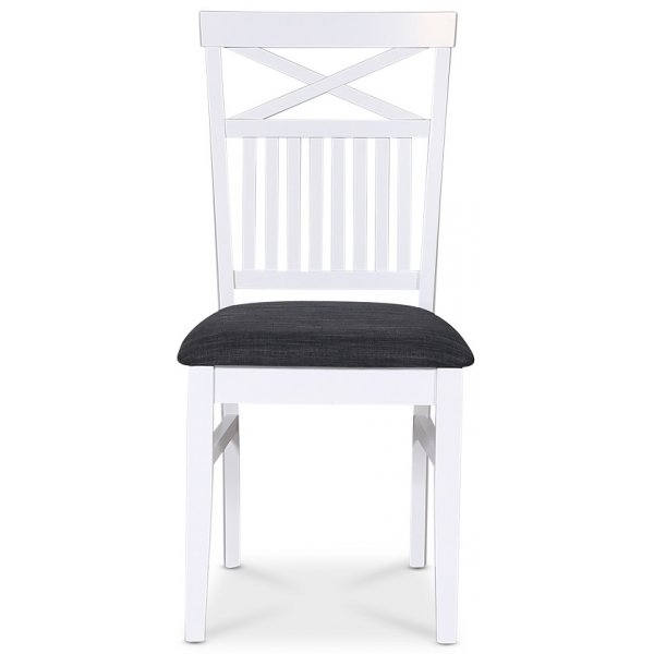 Skagen stol med kryss- og stoffsete - Hvit / Grå + Tekstilrens for møbler Skagen stol med kryss- og stoffsete - Hvit / Grå + Tekstilrens for møbler