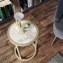 Tambur sidebord - Hvit marmor/gull