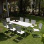 Holmsund matvaregruppe; bord 180x80 cm med 8 stoler - hvitt