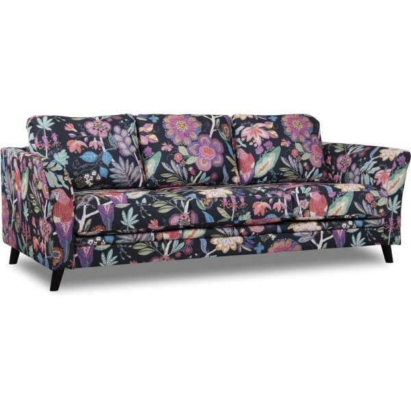 Ekerö 3-seters sofa i blomsterstoff - Eden Parrot Svart Ekerö 3-seters sofa i blomsterstoff - Eden Parrot Svart