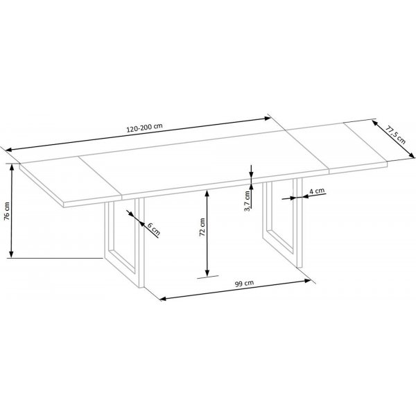 Gambon spisebord 120x78 cm - Eik/sort