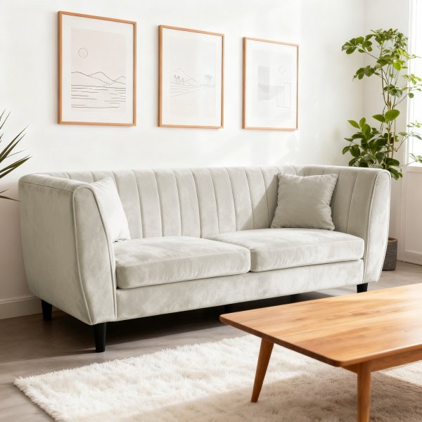 Sofa Arvika - Beige fløyel | 195 cm Sofa Arvika - Beige fløyel | 195 cm