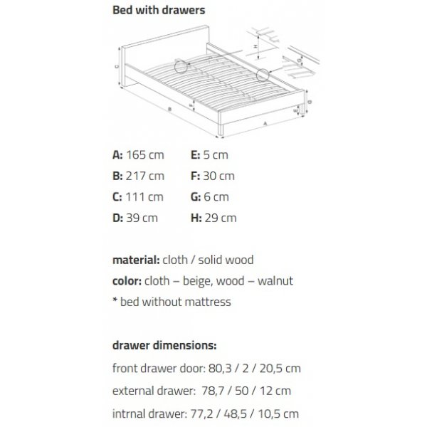 Caj seng - Beige/mørk valnøtt Caj seng - Beige/mørk valnøtt