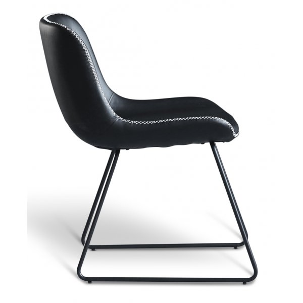 Texas stol i sort PU med lette kontrasts�m