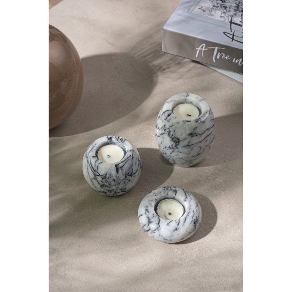 Lysholder i hvit marmor fra Sicilia - 3 stk Lysholder i hvit marmor fra Sicilia - 3 stk
