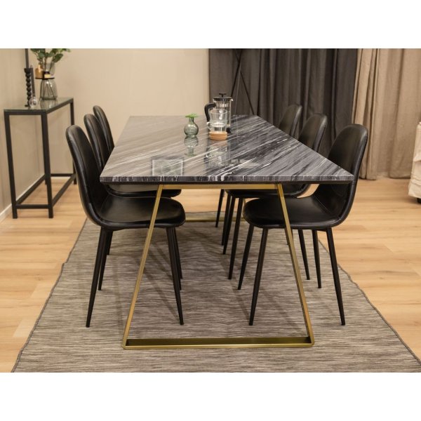 Spisebord Duffy 200 cm - Matt Messing / Marmor Spisebord Duffy 200 cm - Matt Messing / Marmor