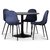 Seat spisegruppe, spisebord med 4 stk Carisma fløyelsstoler - Svart/Blå