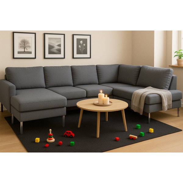 Nova gr U-formet sofa med metallben - D2A