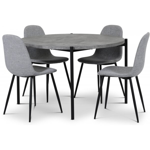 Shanghai spisegruppe �120 cm inkl. 4 stk. Carisma gr� stoler - Sementimitasjon