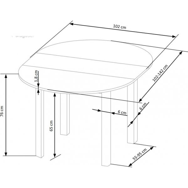 Spisebord 102-142 cm - Håndlaget eik/svart Spisebord 102-142 cm - Håndlaget eik/svart