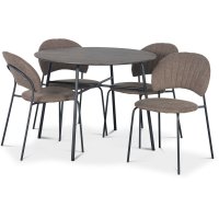 Tofta spisegruppe Ø100 cm bord i mørkt tre + 4 stk Hogrän brune stoler Tofta spisegruppe Ø100 cm bord i mørkt tre + 4 stk Hogrän brune stoler