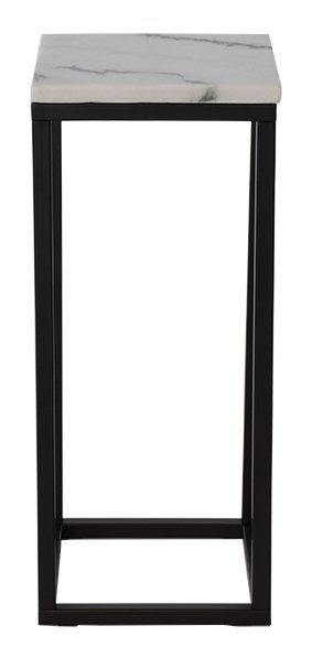 Accent nattbord/pidestal 65 - Hvit marmor / svart underdel