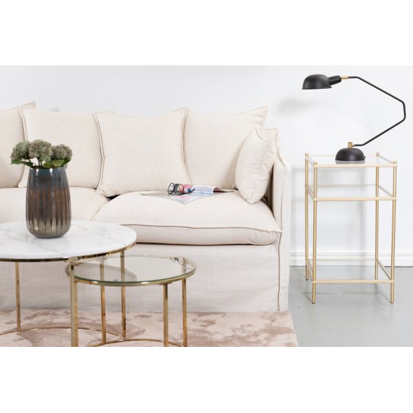 Tiffany satsbord - Hvit marmor / Messing