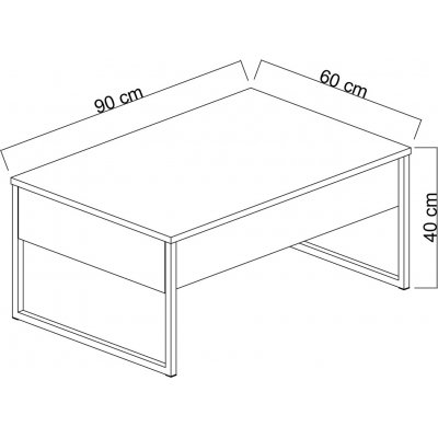 Lux sofabord 90 x 60 cm - Hvit/svart