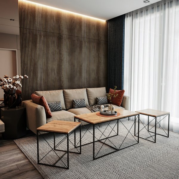 Ravina salongbord 45/100 x 45/50 cm - Furu/sort