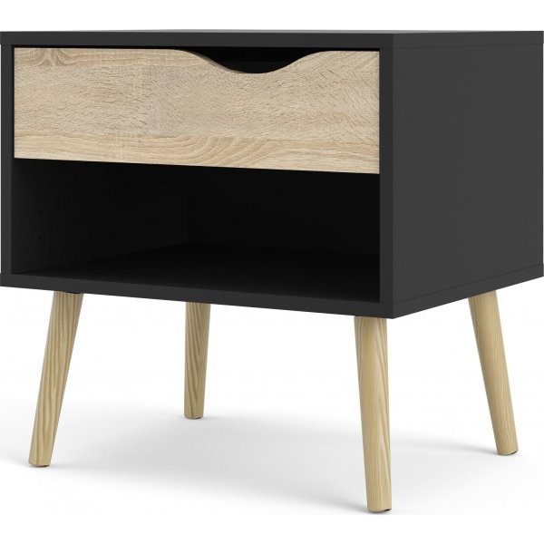 Oslo nattbord - Sort/eik Oslo nattbord - Sort/eik