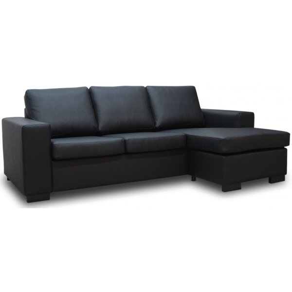 Solna divansofa, H�yre - Svart l�r (bonded)