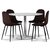 Seat spisegruppe, rundt spisebord med 4 stk Carisma fløyelsstoler - Hvit/Bordeaux
